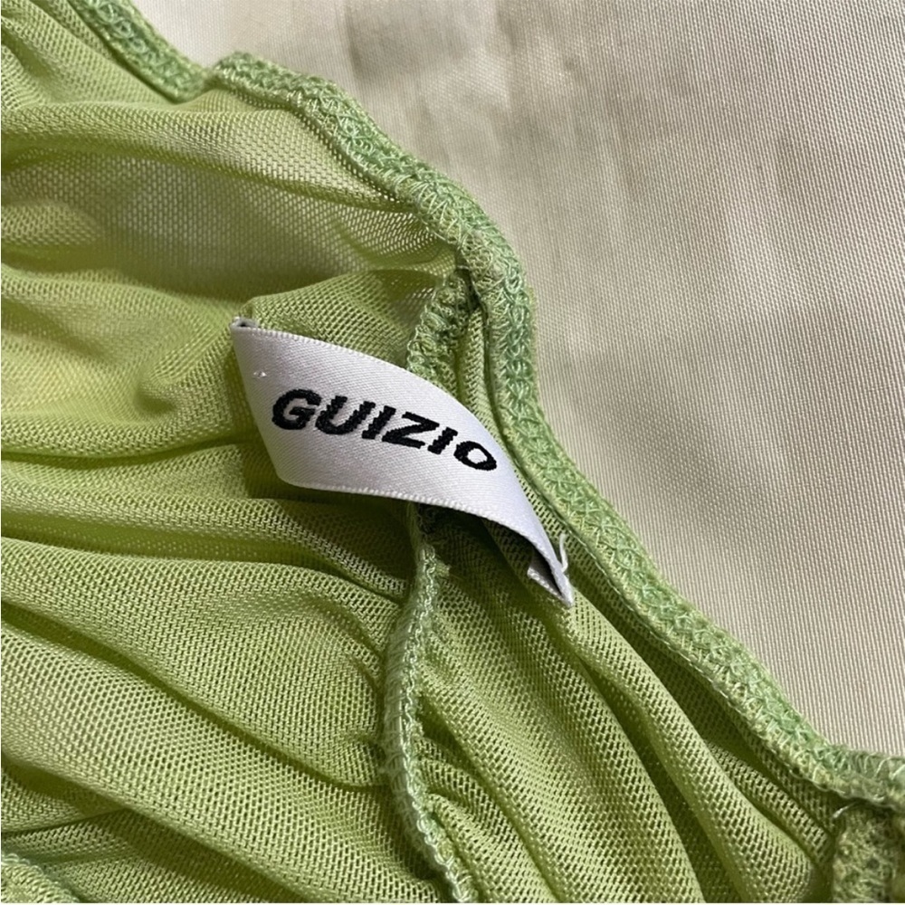 Danielle Guizio- Lime Green One Shoulder Asymmetrical Ruched Midi Dress Size S - Picture 7 of 7